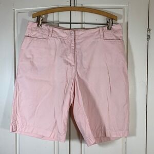 Talbots Womens Pale Pink Chino Bermuda Shorts Size 10 Cotton Stretch Preppy READ